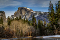 Half Dome moon with snowman